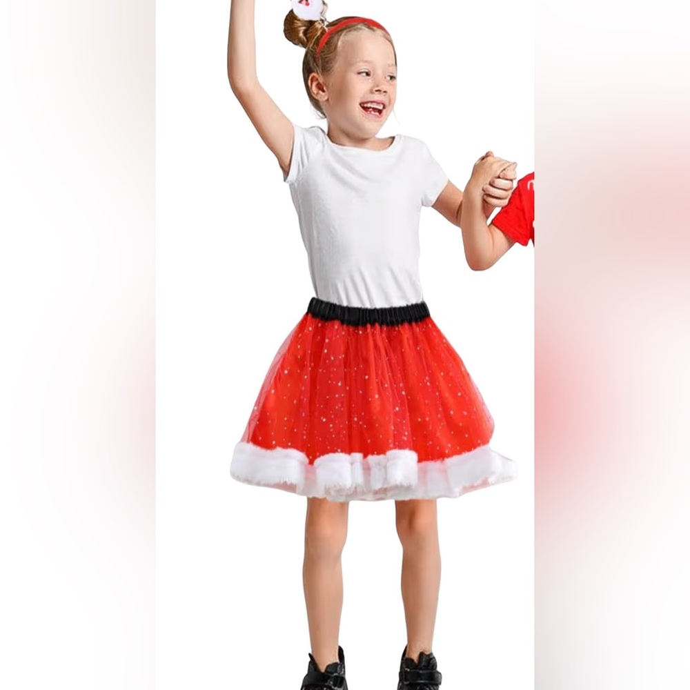 Claire's Christmas Tutu - Red and Black Tulle Skirt One Size (4-9 years) ❤️